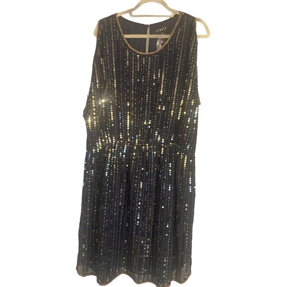 Clarte by Greylin- Navy with gold sequence dress size 2X - Picture 1 of 8
